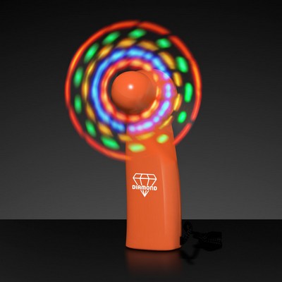 LED Mini Fans with Orange Handles - PRINTED