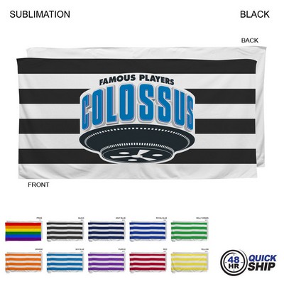 48Hr Quick Ship-Cabana Stripe Sublimated, Heavier Weight, Plush Velour Terry Beach Towel, (30"x60")