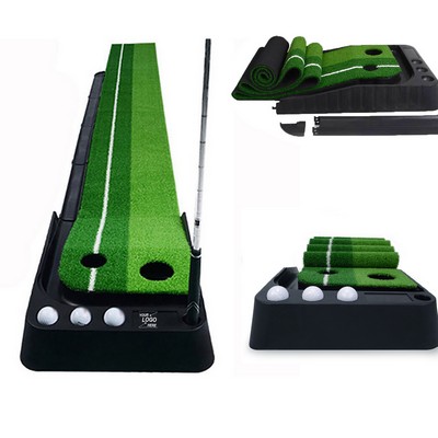 Indoor Golf putting Mat with Ball Return System