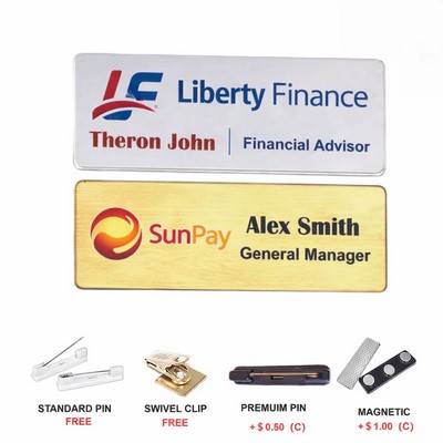 Full-color Stainless Steel Name Badge (3"x1")