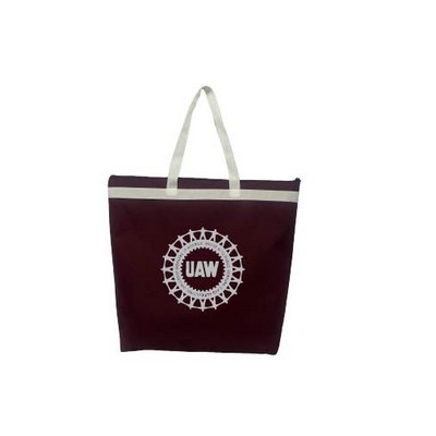 600D Poly Zip Top Accent Tote Bag