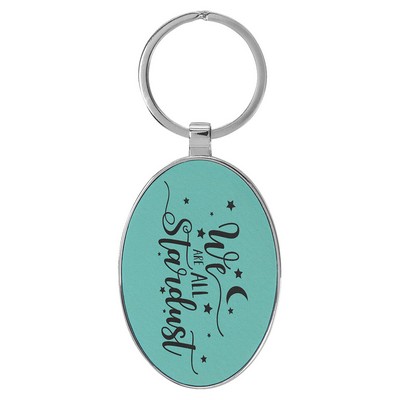 Leatherette/Metal Oval Keychain