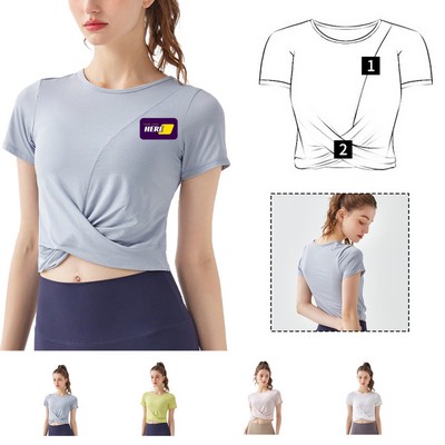 Women'S Yoga Athletic Shirt With Short Sleeve