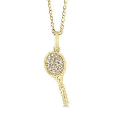 Jilco Gold Diamond Tennis Racket Necklace