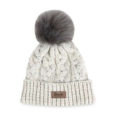 Ahead Speckle Pom Knit Hat - Oatmeal