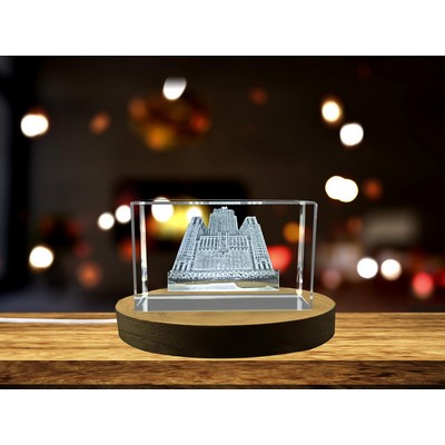 Civic Opera House 3D Engraved Crystal Trophy Award w/LED Base