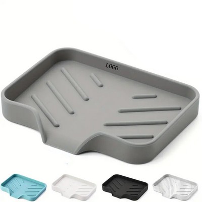 Silicone Soap Dish With Drain Spout Holder