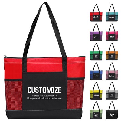 600D Oxford Tote Bag with Mesh Pocket