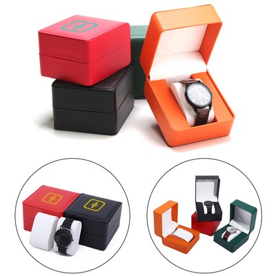 Square PU Leather Watch Storage Box