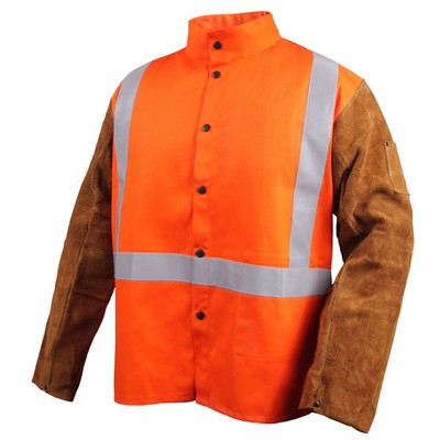 Black Stallion JH1012-OR 9 OZ FR AND SIDE SPLIT COWHIDE HYBRID COAT - REFLECTIVES