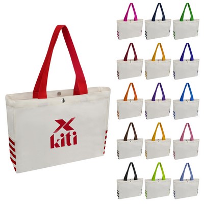 12Oz Cotton Canvas Shopping Tote Bag W/ Magnetic Snap