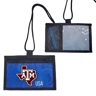 6.7"x 4.8" Neck Wallet with Clear Window and Zipper Pocket