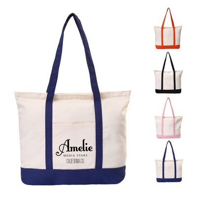 Open Top Tote Bag with Outer Pocket