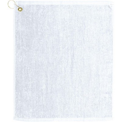 White Premium Mid-Weight Velour Golf Towel (15"x 18")