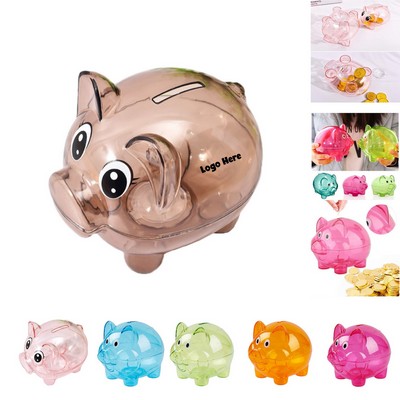 Cute Clear Plastic Piggy Bank Saving Box
