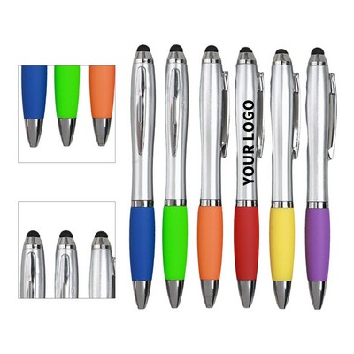 Gourd Shaped Ballpoint Pen with Silicone Grip Gold Metal Clip