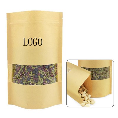Resealable Kraft Paper Food Storage Bag with Clear Window