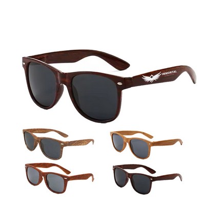 Faux Wood Print Frame Classic Sunglasses UV400
