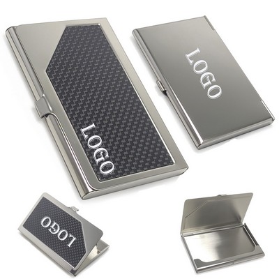 Stainless Steel PU Leather Business Card Holder