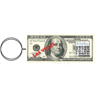 Las Vegas Bingo Card $100 Key Chain w/Clear Mirror Back (4 Square Inch)