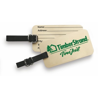 Aluminum Luggage or Golf Bag Tag with brown leather Strap