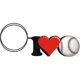 I Love Baseball Gift Shop Key Chain w/Clear Mirrored Back (12 Square Inch)