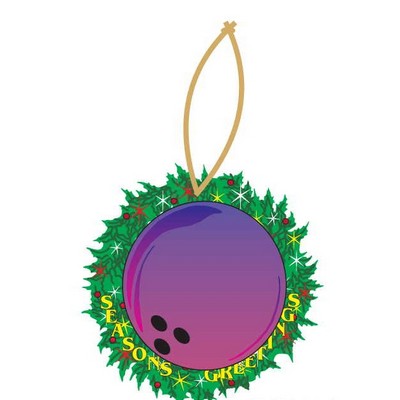 Purple Bowling Ball Promotional Wreath Ornament w/ Black Back (3 Square Inch)