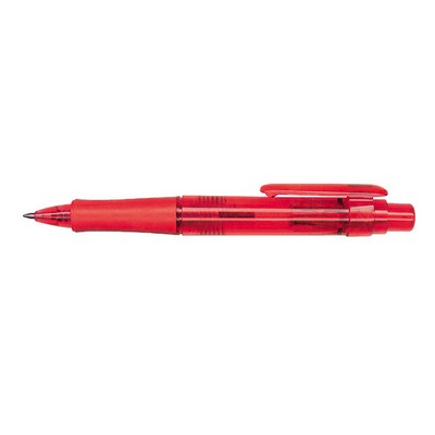 Translucent Plastic Retractable Ballpoint Pen w/ Contoured Grip