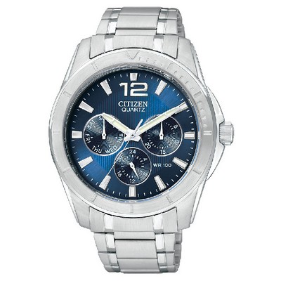 Citizen® Men's Stainless Steel Quartz Watch w/Blue Dial