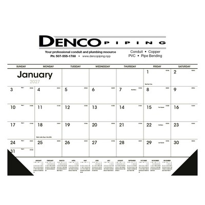 Triumph® Calendars Black & White Desk Pad with Vinyl Corners