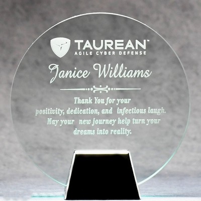 Jade Glass Circle With Chrome Stand - 8"