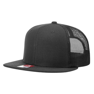 Richardson® Medium/Large Blend Flat Bill Trucker Hat (Embroidered)