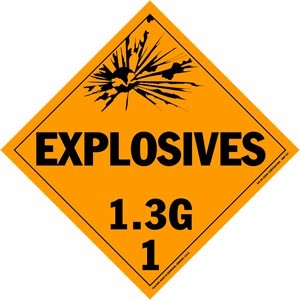 Explosives Class 1.3G Removable Vinyl Placard - 10.75" x 10.75"