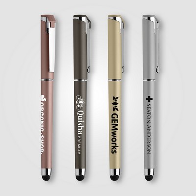 Islander Softy Metallic Gel Pen w/ Stylus - Silkscreen