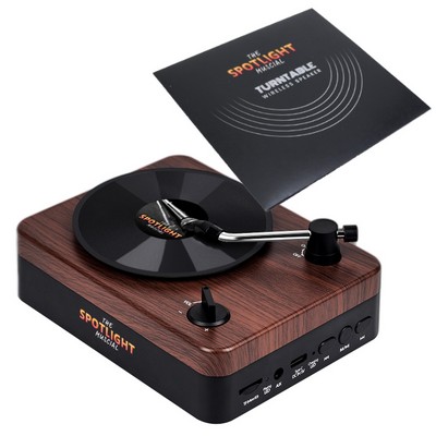 Turntable Wireless Speaker with Custom Record Envelope and Custom Sleeve