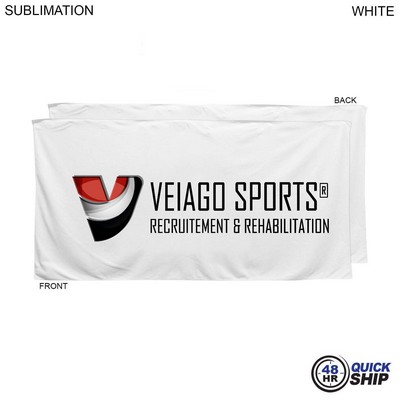 48Hr Quick Ship - Plush and Soft White Velour Terry Cotton Blend Shower Towel, Sublimated, (24"x48")
