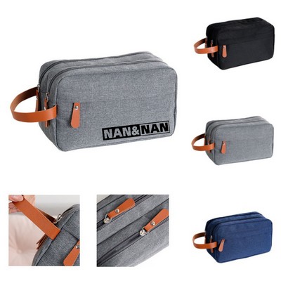 Durable Oxford Fabric Toiletry Bag with Double Zipper