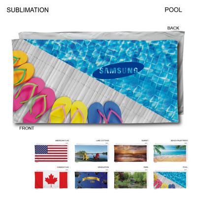 Stock Design Sublimated, Heaviest Weight, Plush Velour Terry Cotton Blend Beach Towel, (30"x60")