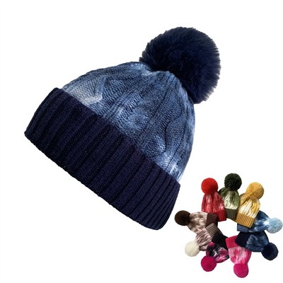 Tie Dye Beanie Winter Knit Hats Headwear