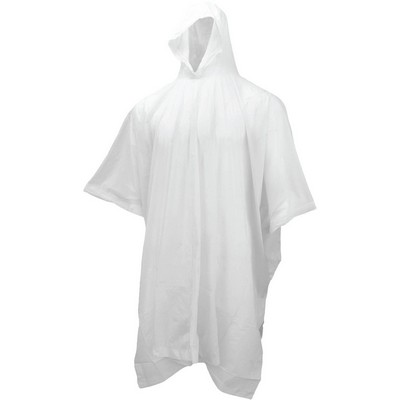 1005P .13 mm 40" Economy Rain Poncho with Attached Hood - Clear - Universal Size