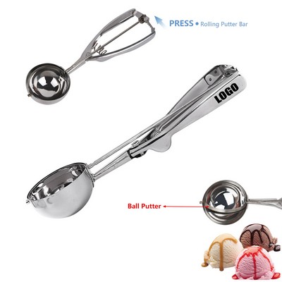 Stainless Steel Mechanical Ice Cream Disher Spring-Action Release & Putter