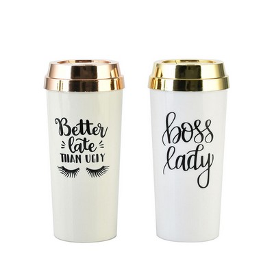 Golden Covered Plastic Coffee Cup