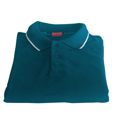 Polo Cotton Airtex Tipped Collar bule-XS - 5XLT