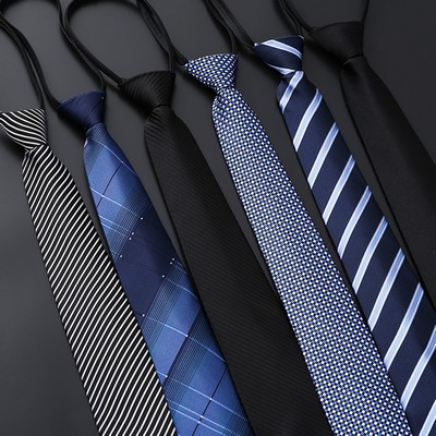 Custom Adult Adjustable Easy Zipper Jacquard Polyester Silk Necktie