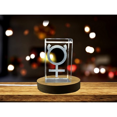 Mercury Symbol 3D Engraved Crystal Trophy Award w/LED Base Light