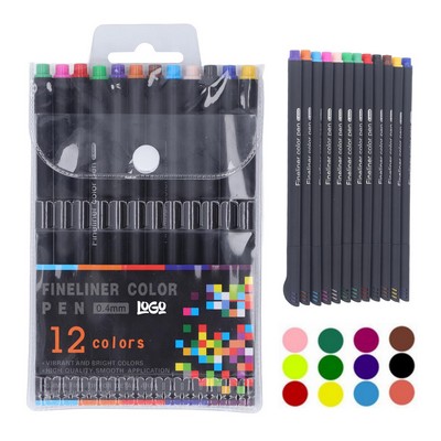 12-Color Fineliner Drawing Pen Set
