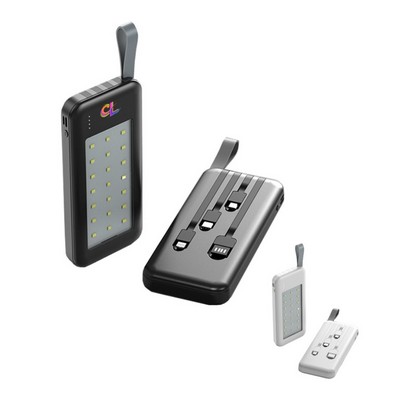 High Capacity Power Bank 30000mAh with camping lights