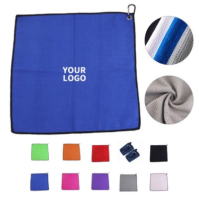 Twelve Inch By Twelve Inch Waffle Microfiber Golf Towel With Grommet