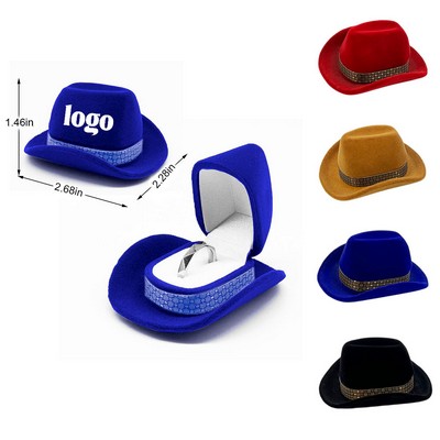 Creative Cowboy Hat Velvet Ring Box
