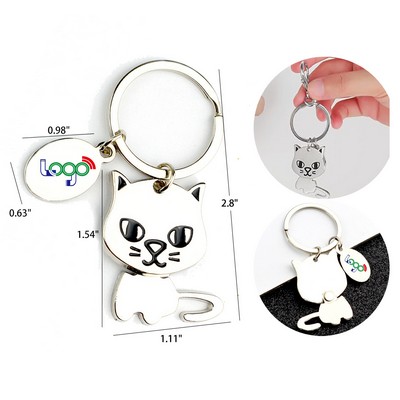Cat Shape Stainless Steel Fun Keychain